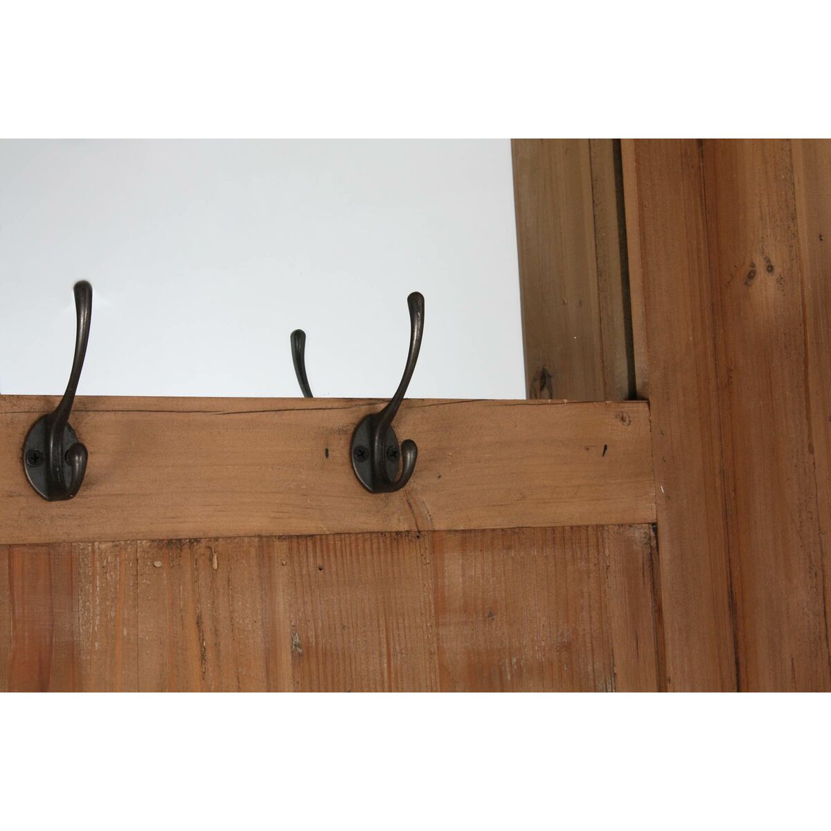 Cuier cu Raft DKD Home Decor Maro Negru Pin Oglindă Natural Alpino 124 x 40 x 200 cm