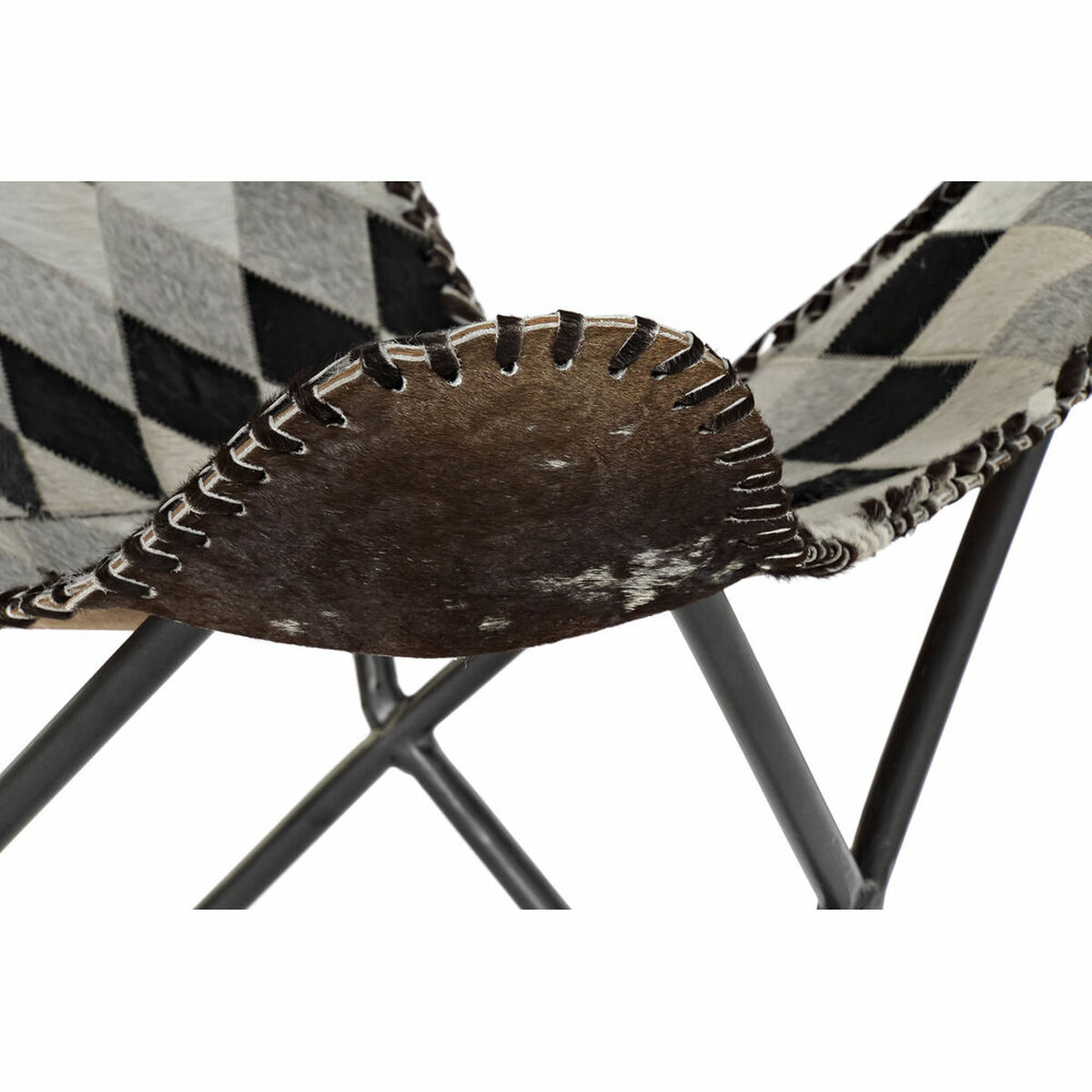 Fotoliu DKD Home Decor Maro Piele Alb Fier (70 x 70 x 90 cm)