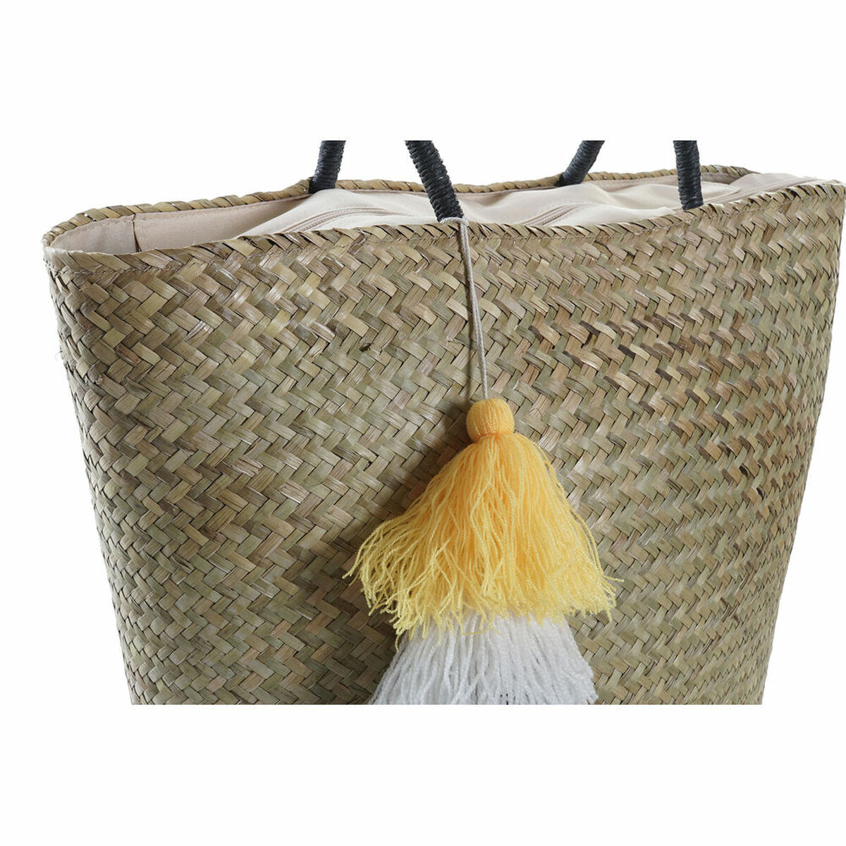 Geantă de Plajă DKD Home Decor Portocaliu Natural Bleumarin Fibră 49 x 18 x 37 cm (2 Unități)