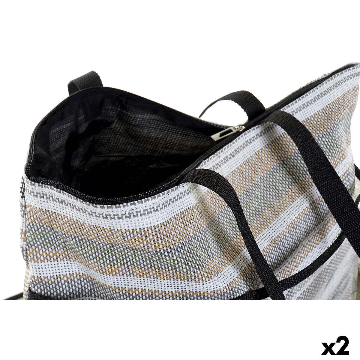 Geantă de Plajă DKD Home Decor Albastru Maro Verde Gri Mentă PVC Pânză 44 x 23 x 62 cm (2 Unități)