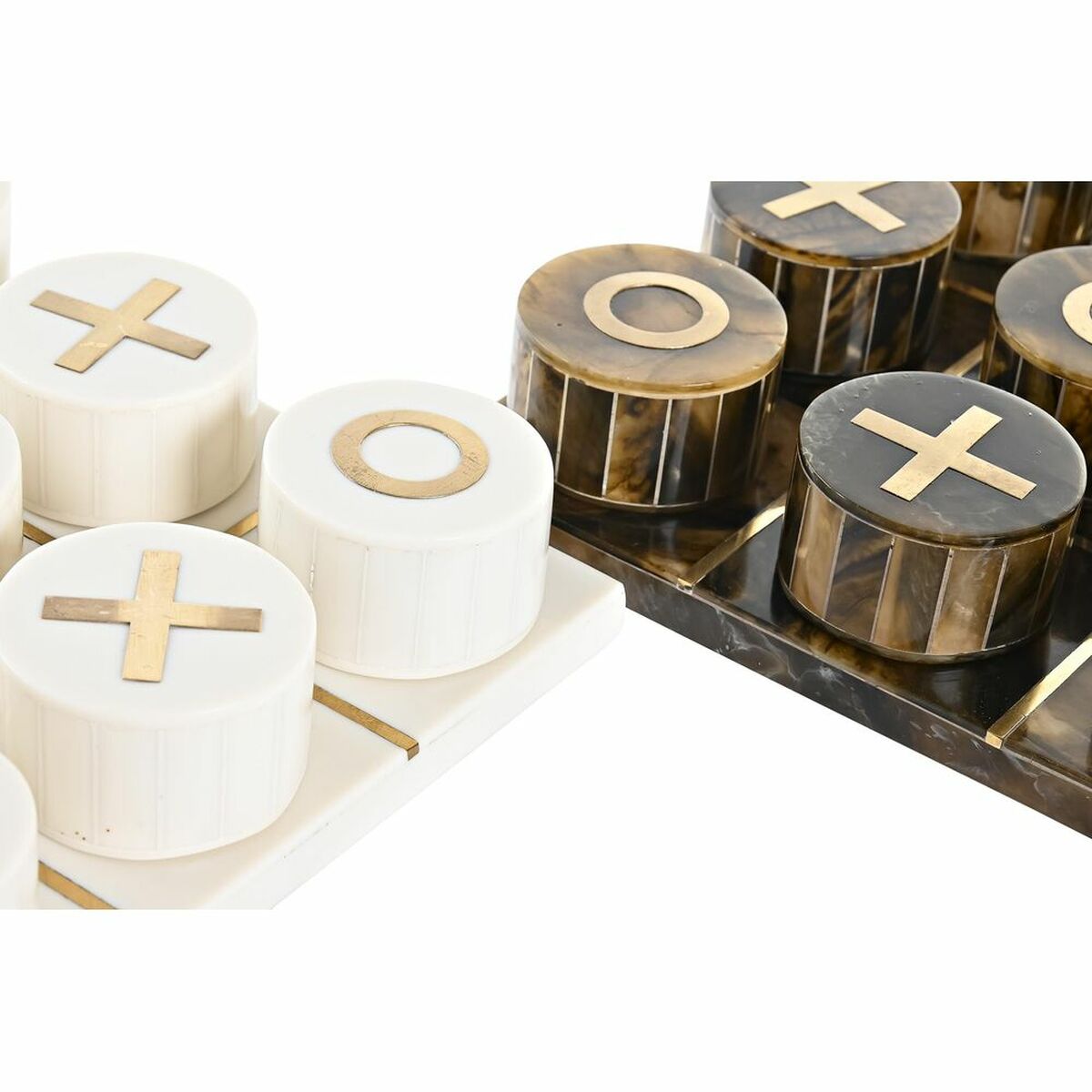 Figură Decorativă DKD Home Decor Joc de Masă 20,5 x 20,5 x 5 cm Alb Chihlimbar Metalizat Modern