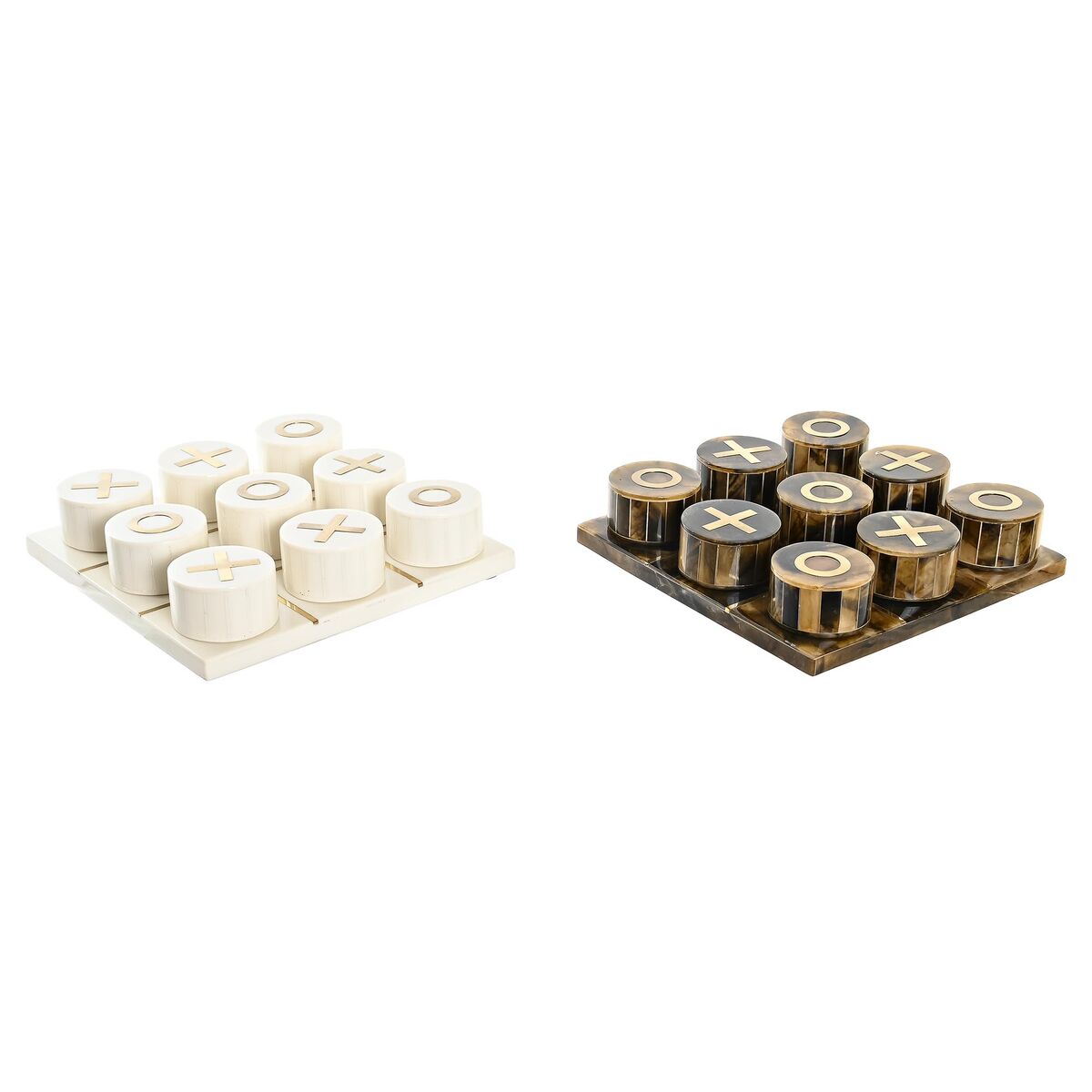 Figură Decorativă DKD Home Decor Joc de Masă 20,5 x 20,5 x 5 cm Alb Chihlimbar Metalizat Modern