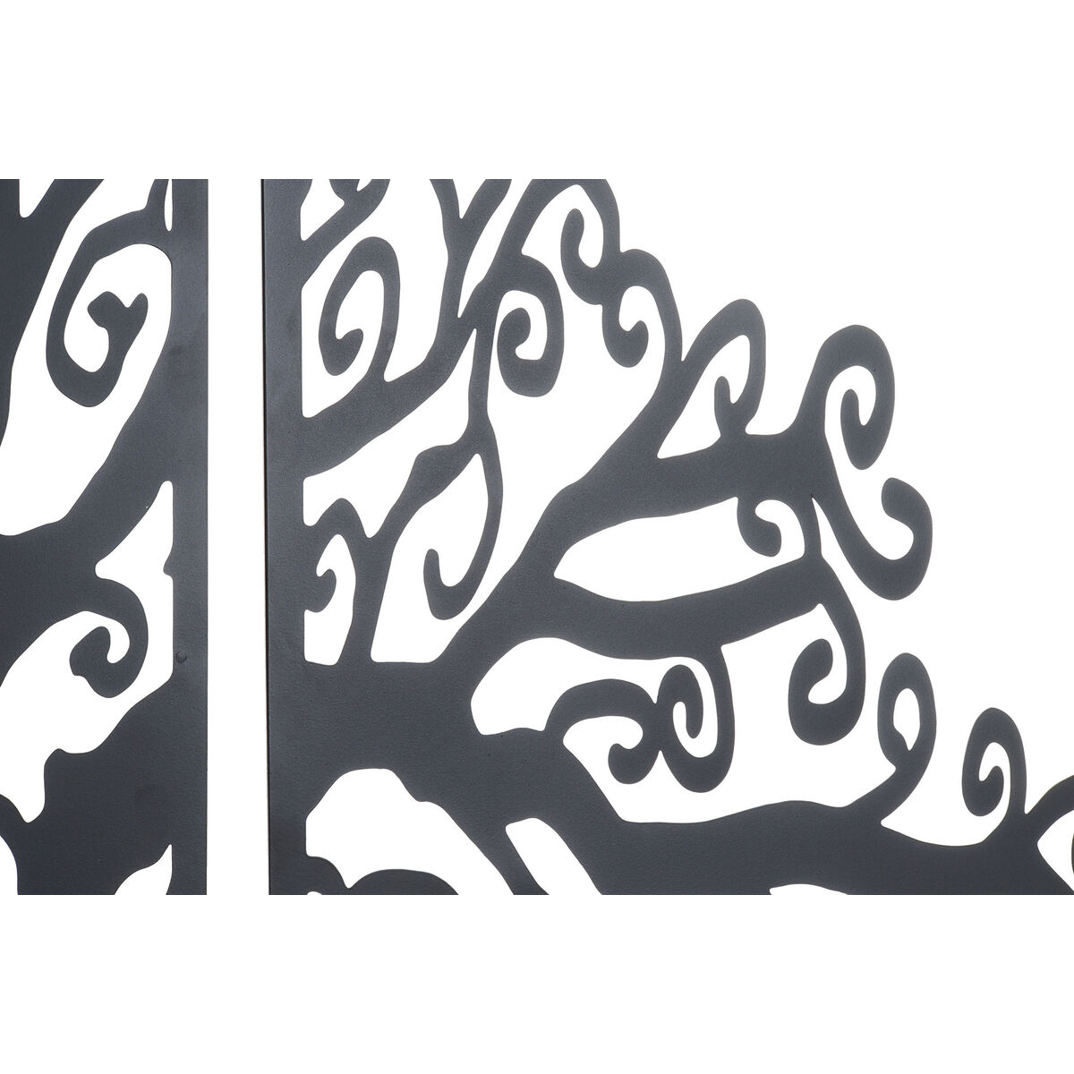 Decorațiune de Perete DKD Home Decor 3 Piese Negru Copac Metal (105 x 1,3 x 91 cm)