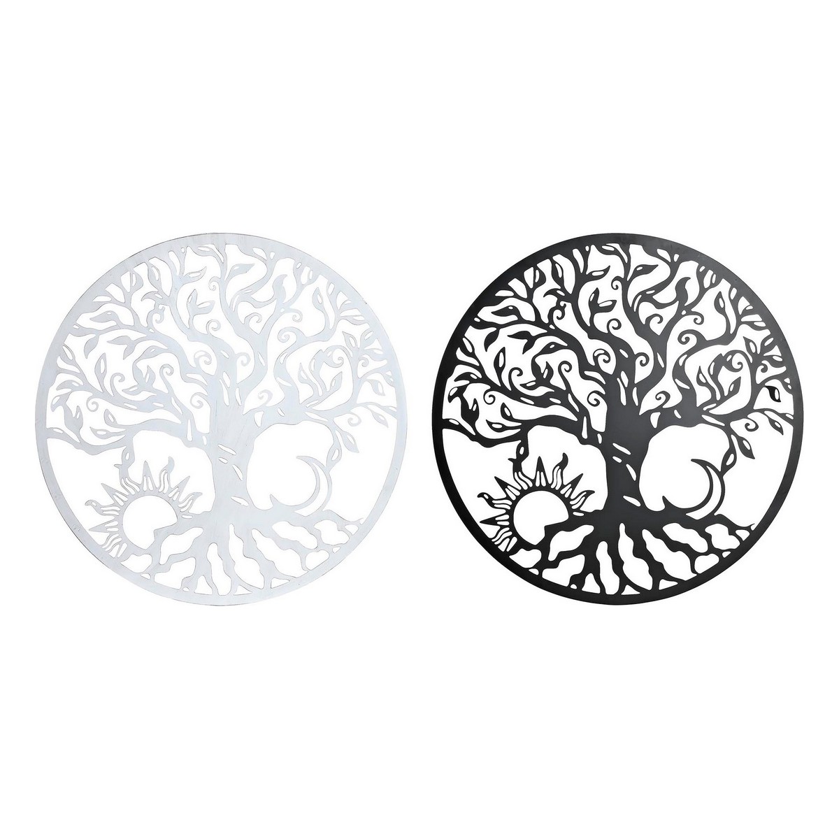 Decorațiune de Perete DKD Home Decor 100 x 1 x 100 cm Negru Alb Indian (2 Unități)