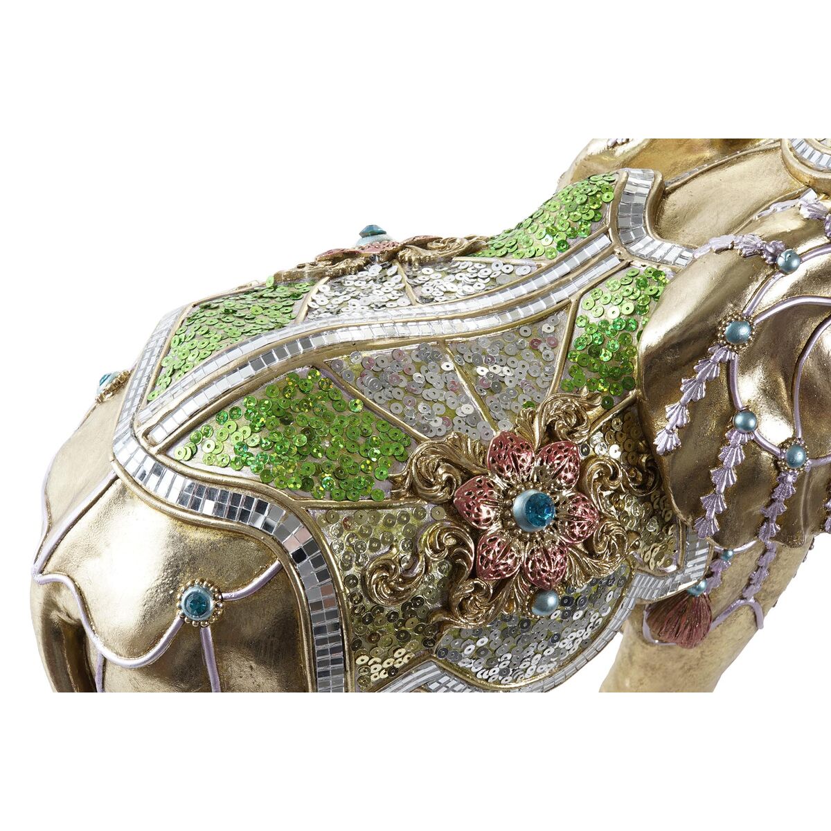 Figură Decorativă DKD Home Decor Elefant Auriu* Rășină Multicolor (45,5 x 20 x 35 cm) (2 Unități)