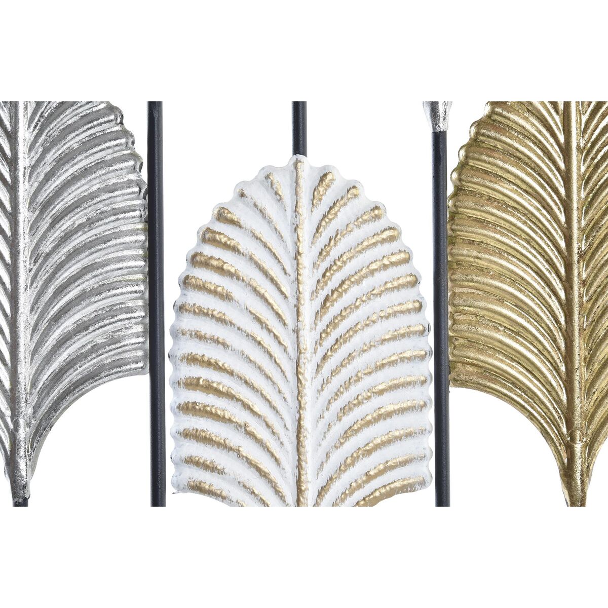 Decorațiune de Perete DKD Home Decor Negru Metal Multicolor Modern Frunza a unei plante (35 x 2 x 90 cm)