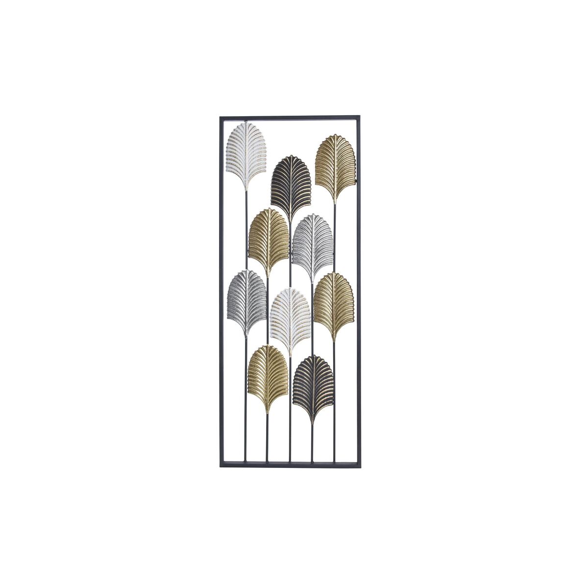 Decorațiune de Perete DKD Home Decor Negru Metal Multicolor Modern Frunza a unei plante (35 x 2 x 90 cm)