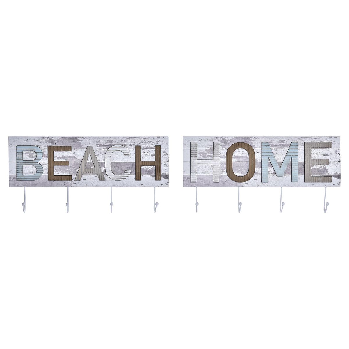 Cuier de perete DKD Home Decor Lemn Metal Plajă 45 x 5 x 23 cm (2 Unități)