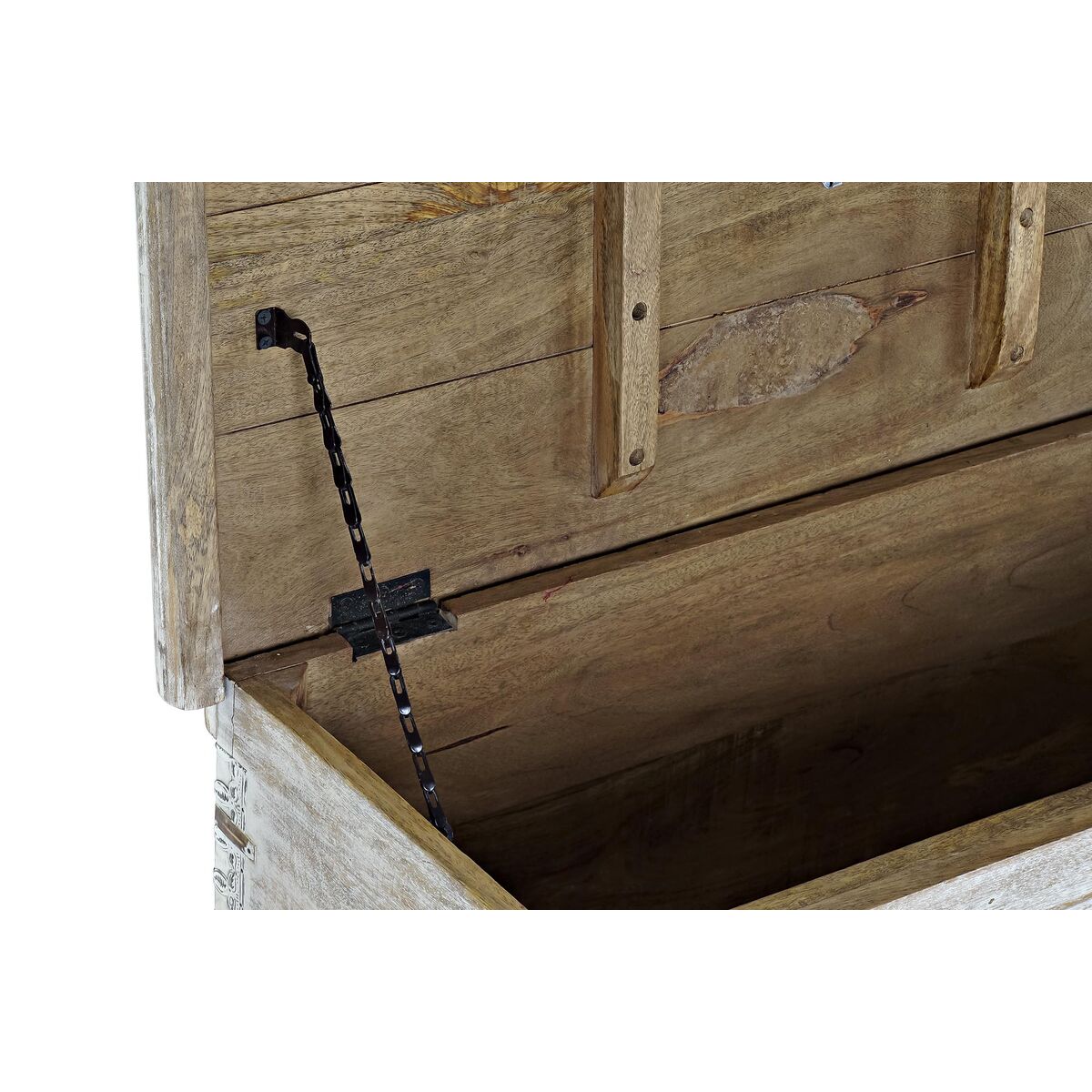 Cufăr DKD Home Decor 88 x 40 x 45 cm Alb Alamă Lemn de mango