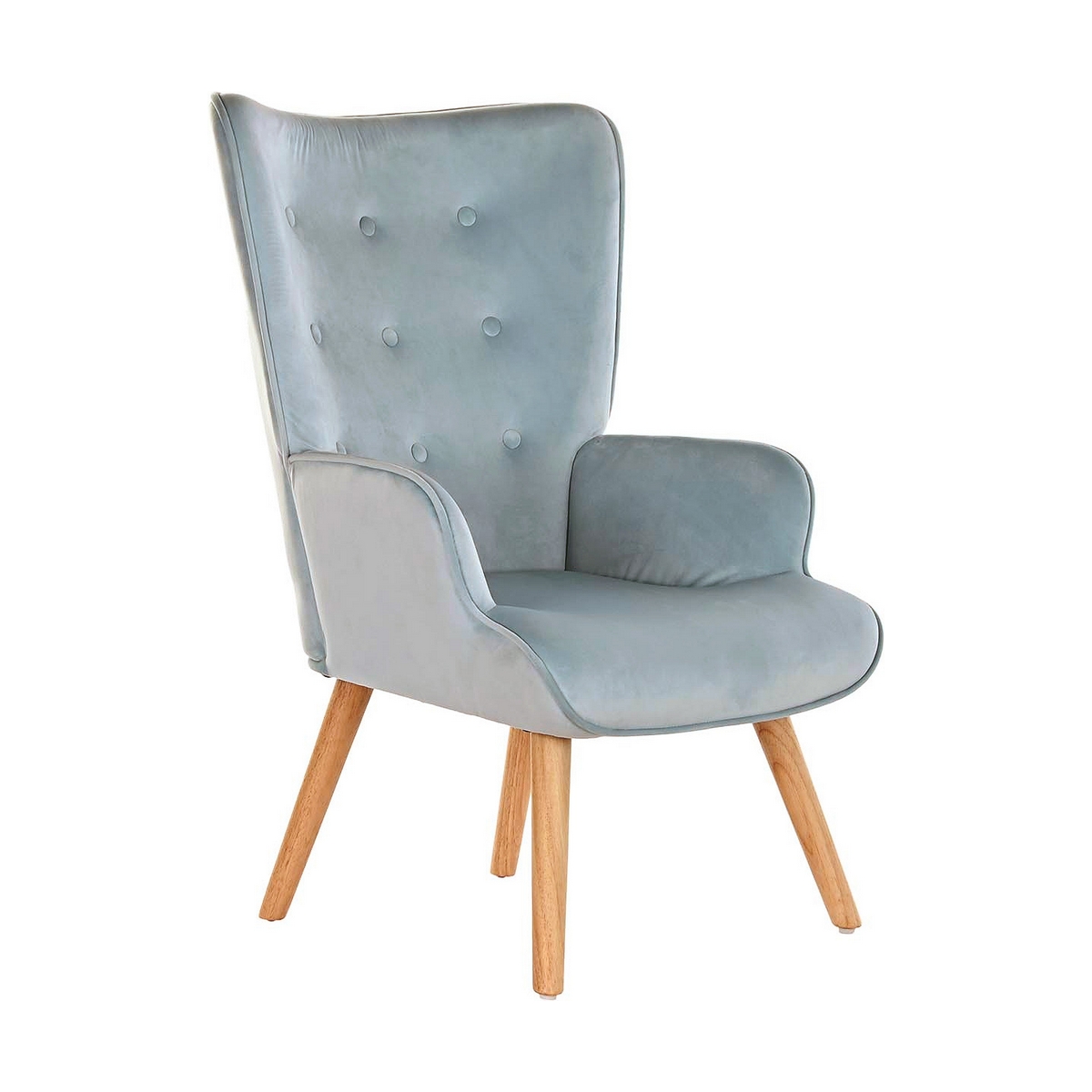 Fotoliu DKD Home Decor Albastru celest Natural Poliester Lemn 67 x 75 x 96 cm