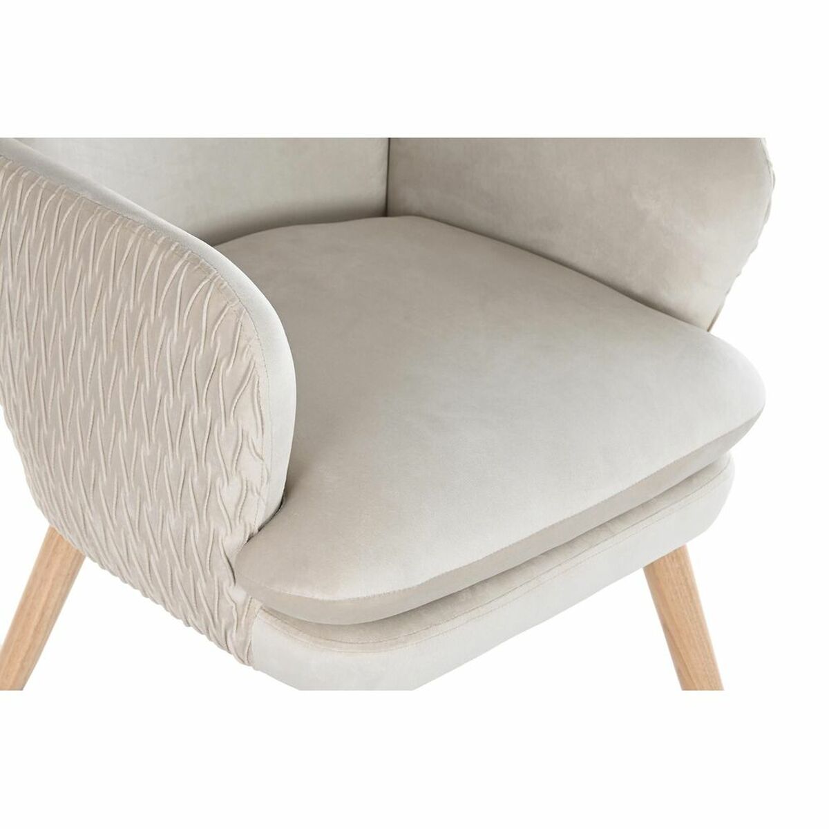 Fotoliu DKD Home Decor Bej Natural Poliester Lemn 67 x 70 x 95 cm