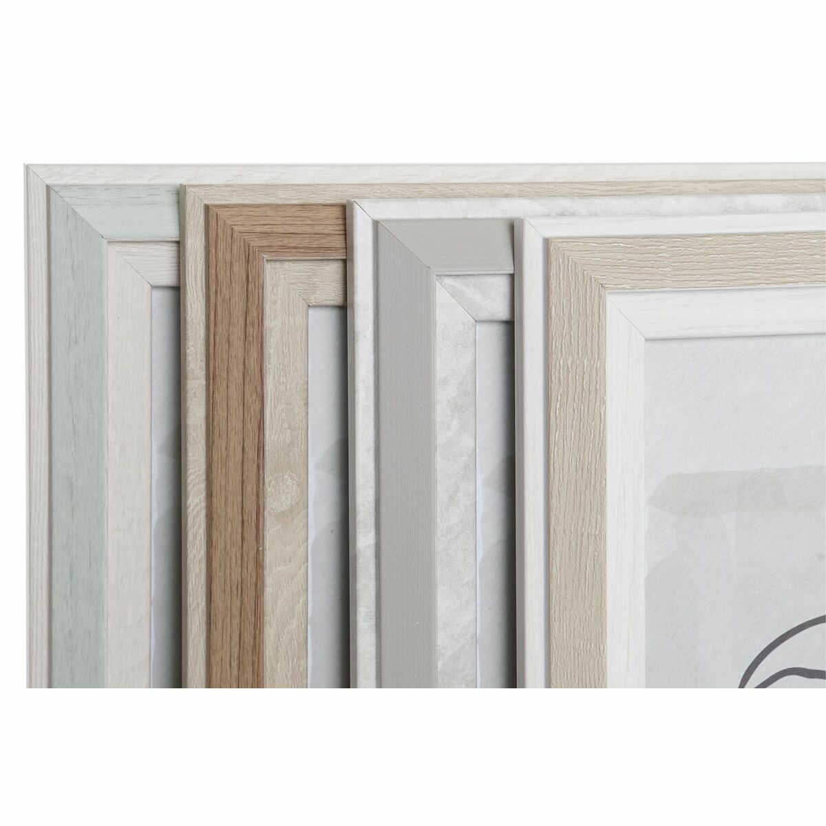 Ramă Foto DKD Home Decor Geam Bej Verde PS Scandinav (25 x 2 x 30 cm) (4 Unități)