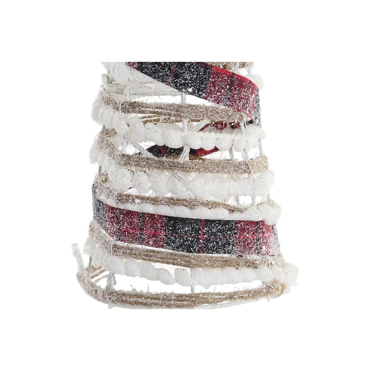 Decorare ușoară DKD Home Decor Alb Negru Roșu Natural Argintiu 20 x 20 x 80 cm Conuri Crăciun LED (3 Piese)