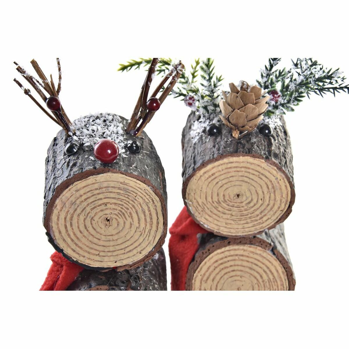 Figură Decorativă DKD Home Decor Crăciun Purpurină Ren Mesteacăn (10 x 9 x 23 cm) (2 Unități)