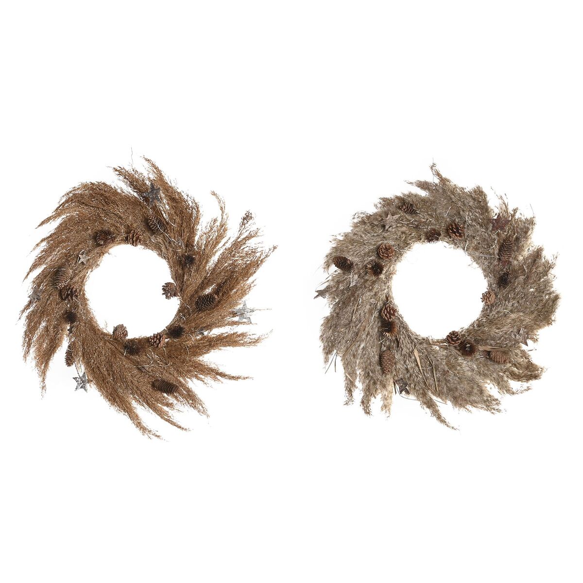 Coroană de Crăciun DKD Home Decor Floare (2 Unități) (60 x 5 x 60 cm)