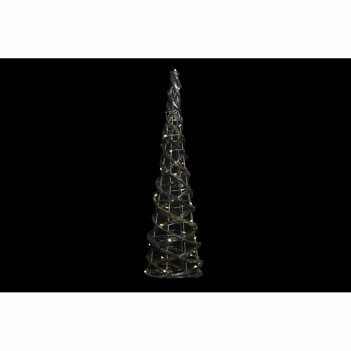 Decorare ușoară DKD Home Decor Auriu* Argintiu Natural 19 x 19 x 62 cm Conuri Crăciun AA x 2, nu sunt incluse (2 Unități)