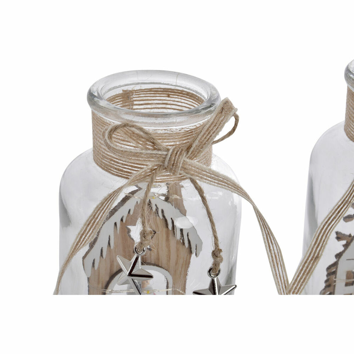 Decorare ușoară DKD Home Decor Crăciun Natural Casă (2 Unități) (9 x 9 x 17 cm)