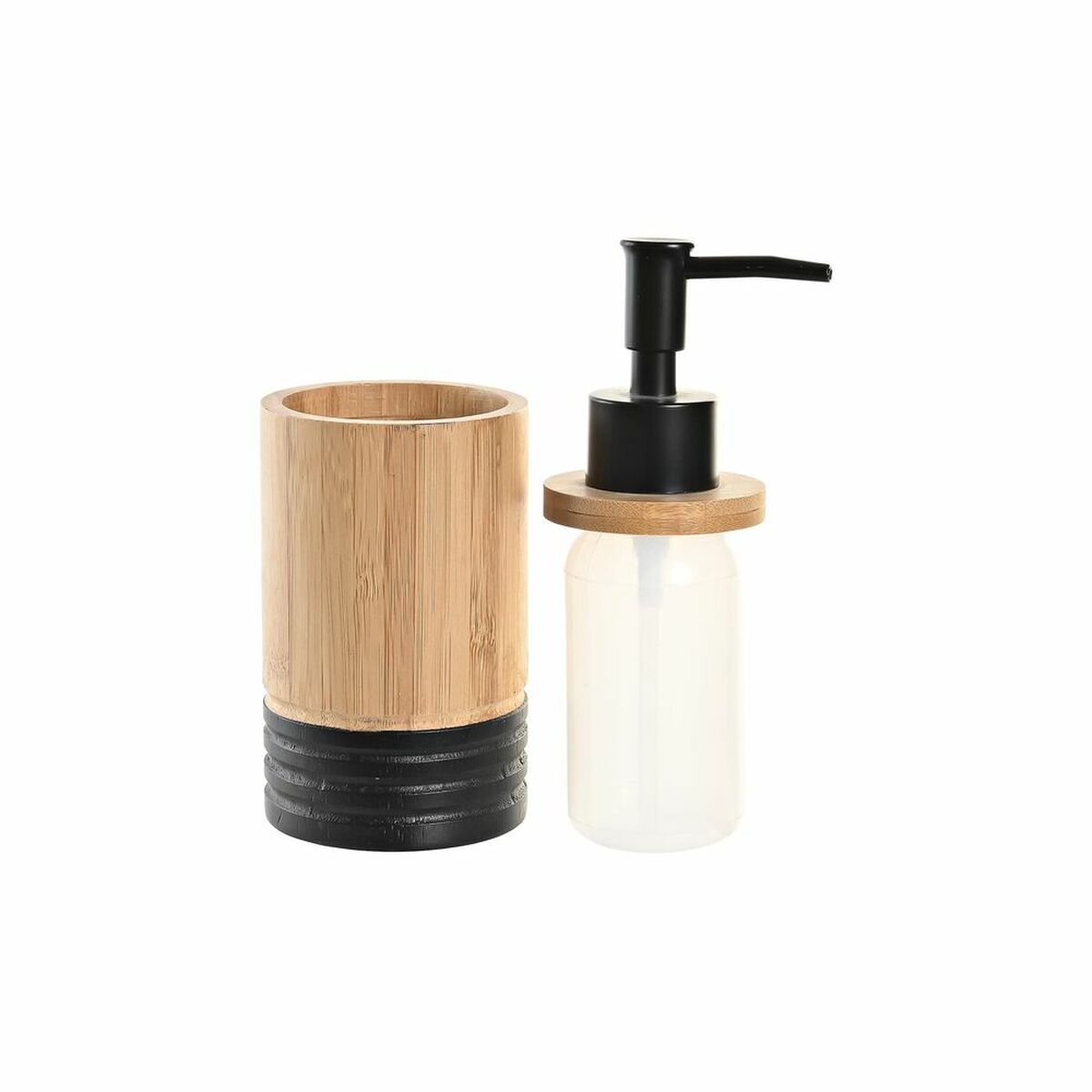 Dozator de Săpun DKD Home Decor Negru Natural Bambus polipropilenă