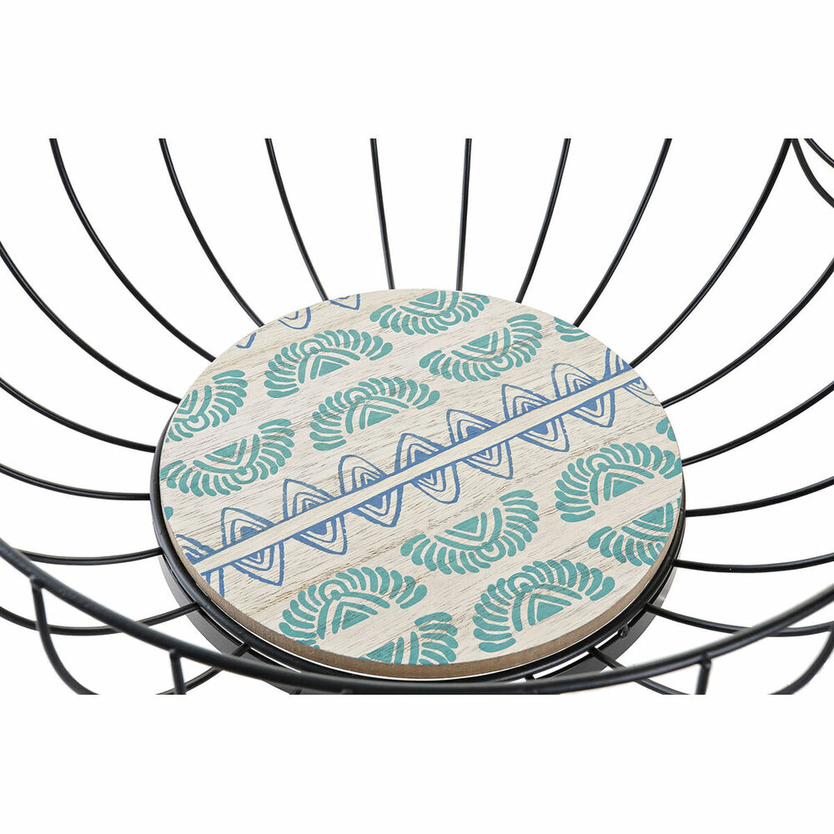 Fructieră DKD Home Decor Albastru Turquoise Metal Lemn MDF 28 x 28 x 11 cm (2 Unități)