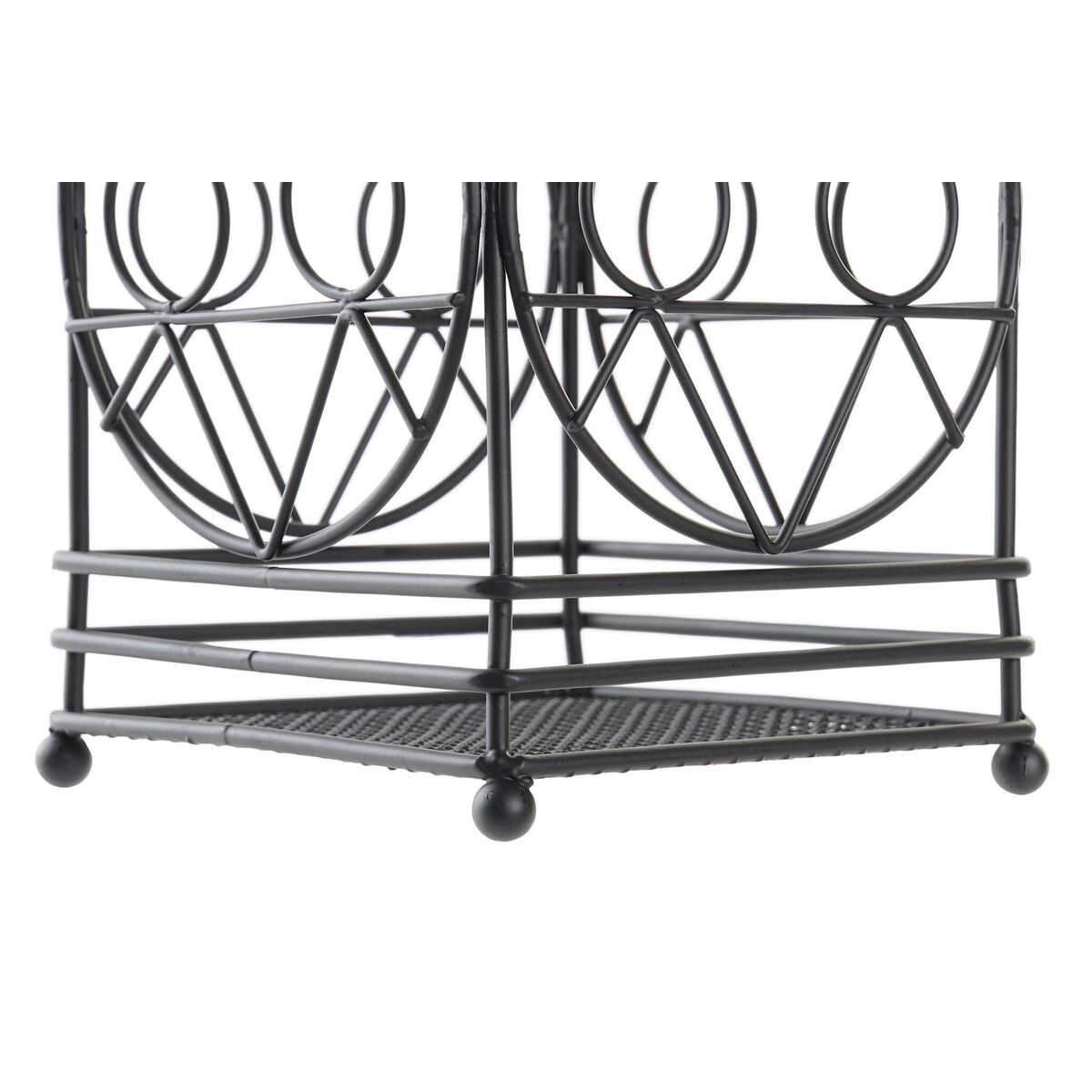 Curgător pentru tacâmuri DKD Home Decor Negru Metal Geometric 12 x 12 x 20 cm