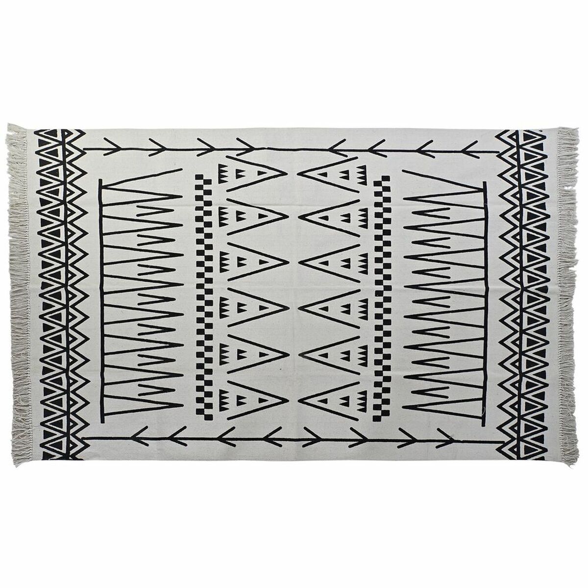 Covor DKD Home Decor 160 x 250 x 0,7 cm Negru Poliester Bumbac Alb Ikat Boho