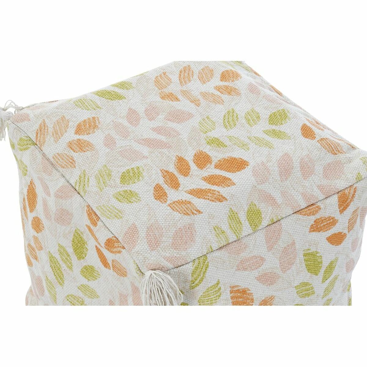 Floor cushion DKD Home Decor Bej Frunza a unei plante Shabby Chic 40 x 40 x 40 cm