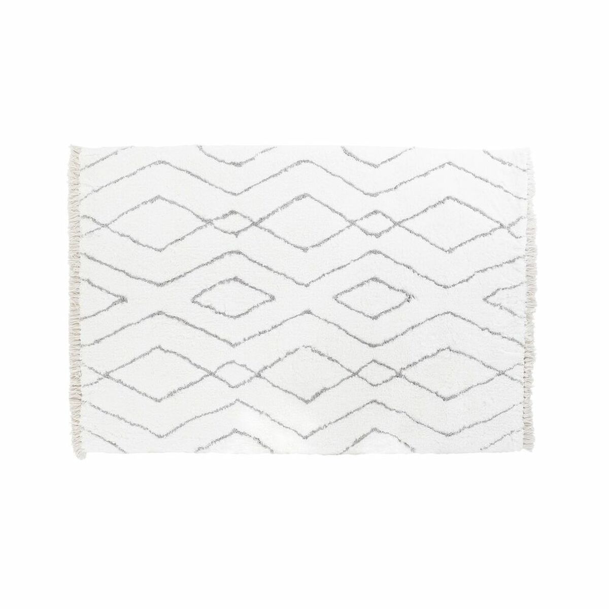 Covor DKD Home Decor Alb Gri Romb Scandi Ø 9,4 cm 120 x 180 x 3 cm