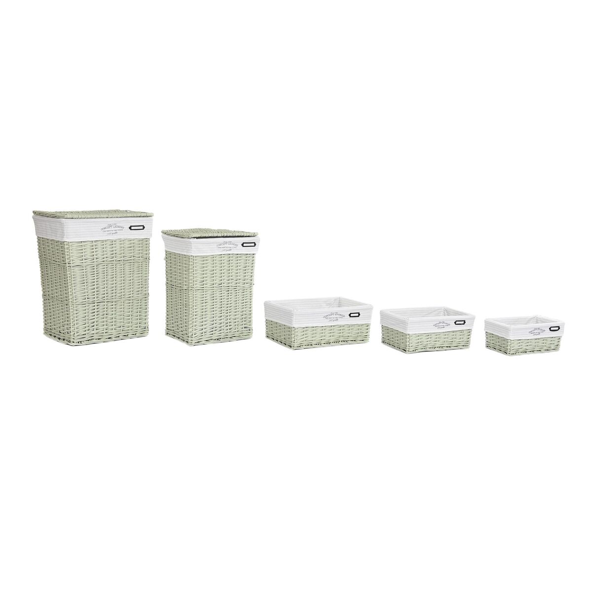 Coș Multifuncțional DKD Home Decor Verde răchită 44 x 34 x 56 cm 5 Piese