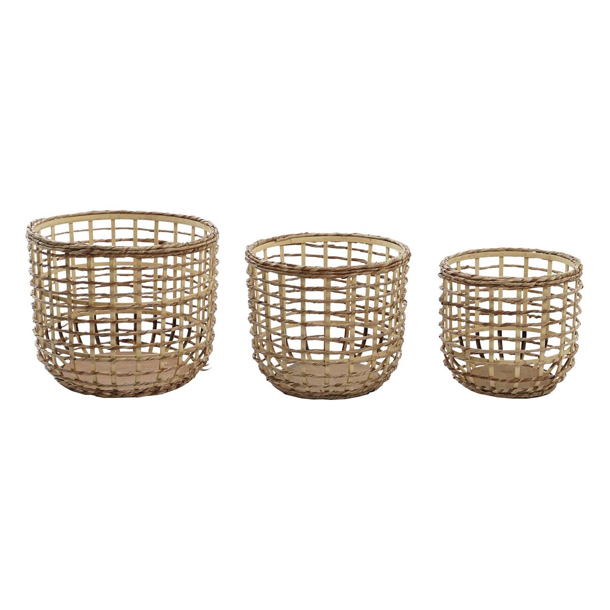 Set de Coșuri DKD Home Decor Maro Natural (3 Piese) (3 Unități)
