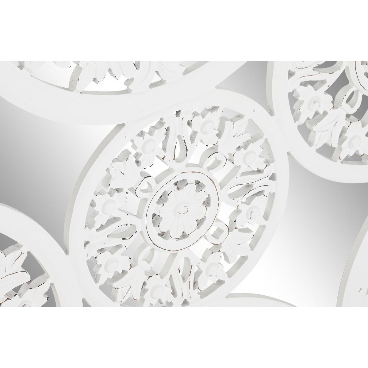 Decorațiune de Perete DKD Home Decor Oglindă Alb Lemn MDF (90 x 1,5 x 90 cm)