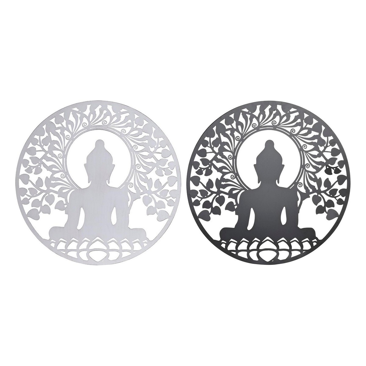 Decorațiune de Perete DKD Home Decor Metal Buda (2 Unități) (60 x 1 x 60 cm)