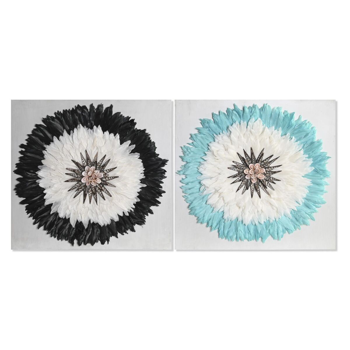 Decorațiune de Perete DKD Home Decor Alb Negru 60 x 6 x 60 cm (2 Unități)