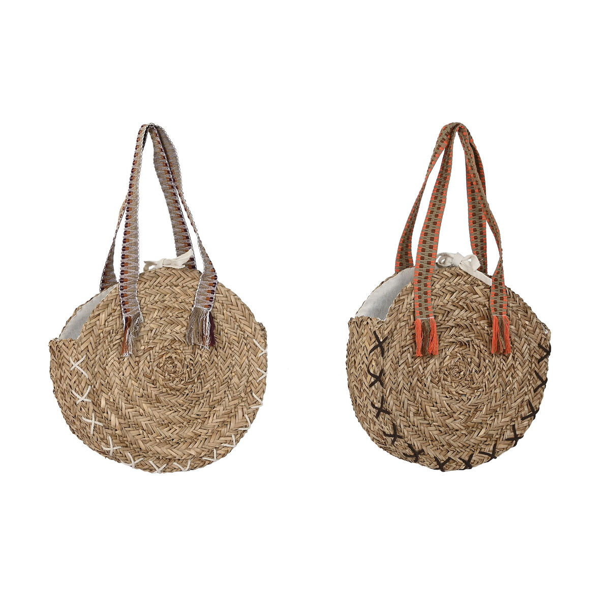 Geanta de umar DKD Home Decor 41 x 10 x 66 cm Maro Portocaliu Verde Iarbă de mare (2 Unități)