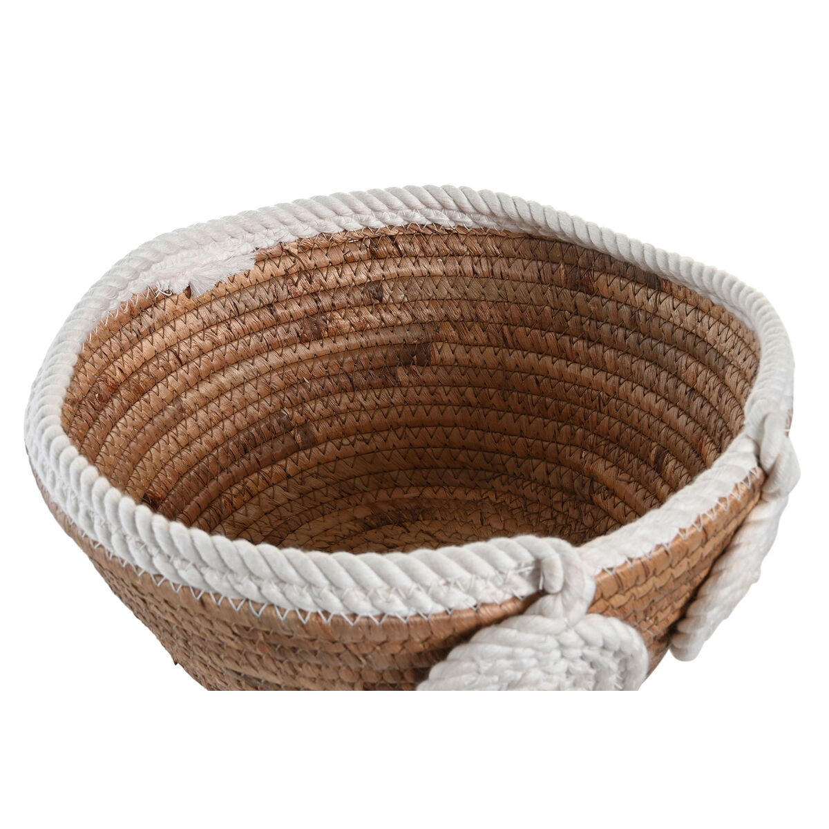 Decorațiune pentru Centrul Mesei DKD Home Decor Alb Natural Въже Fibră naturală 29 x 29 x 14 cm 30 x 30 x 14 cm 32 x 32 x 14 cm