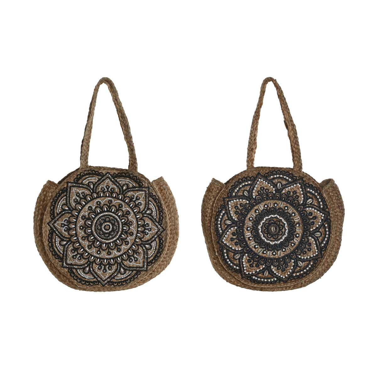 Geantă Damă DKD Home Decor Albastru Negru Natural 36 x 12 x 36 cm (2 Unități)