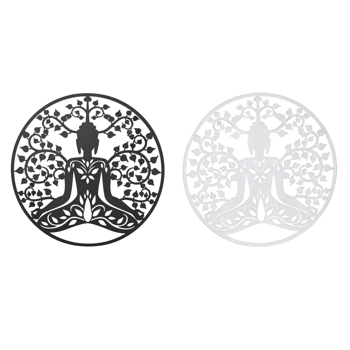 Decorațiune de Perete DKD Home Decor 100 x 1 x 100 cm Negru Buda Alb Oriental (2 Unități)