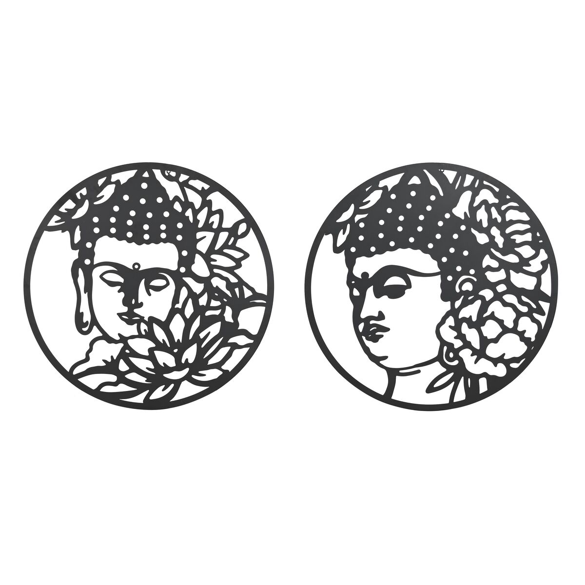 Decorațiune de Perete DKD Home Decor 100 x 1 x 100 cm Negru Buda Oriental (2 Unități)