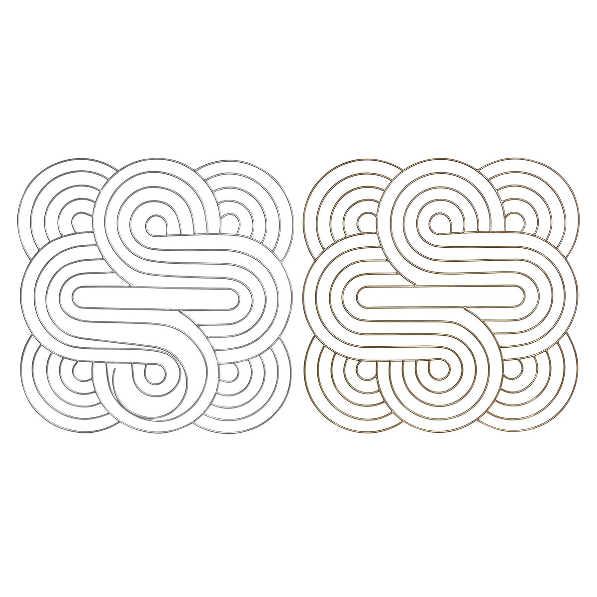 Decorațiune de Perete DKD Home Decor Auriu* Argintiu Abstract Oriental 61 x 1 x 61 cm (2 Unități)