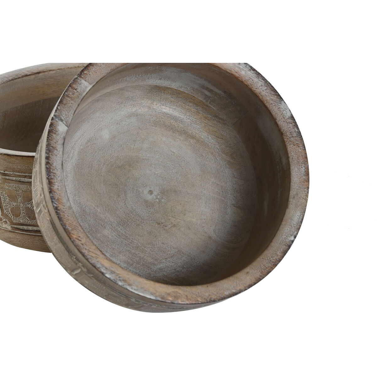 Decorațiune pentru Centrul Mesei DKD Home Decor Alb Natural Lemn de mango 30,5 x 30,5 x 12,7 cm (3 Piese)