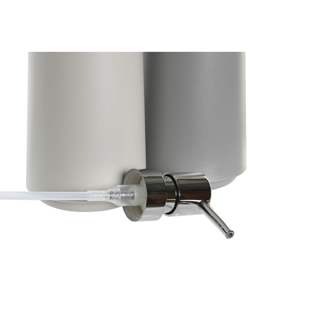 Dozator de Săpun DKD Home Decor Bej Gri Crem polistiren 8 x 8 x 18 cm (2 Unități)