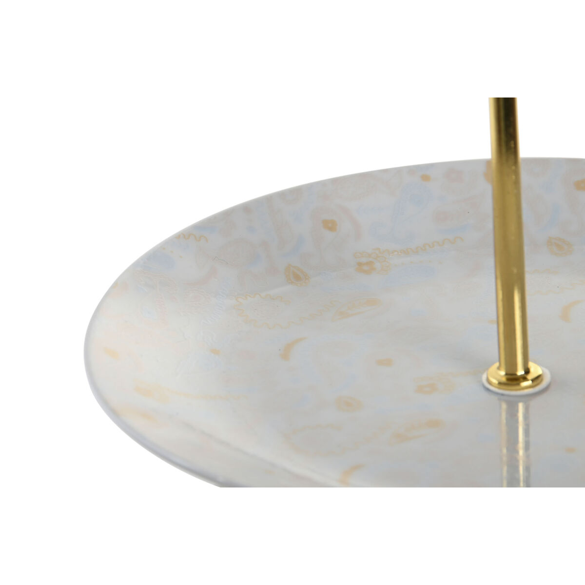 Fructieră DKD Home Decor 27 x 27 x 34 cm Porțelan Albastru Roz Metal