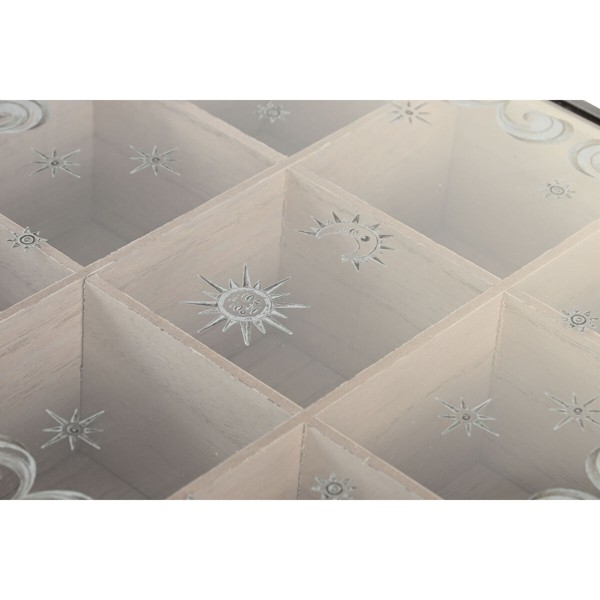 Cutie pentru infuzii DKD Home Decor Albastru Alb Negru Natural Metal Geam Lemn MDF 24 x 24 x 6,5 cm (2 Unități)