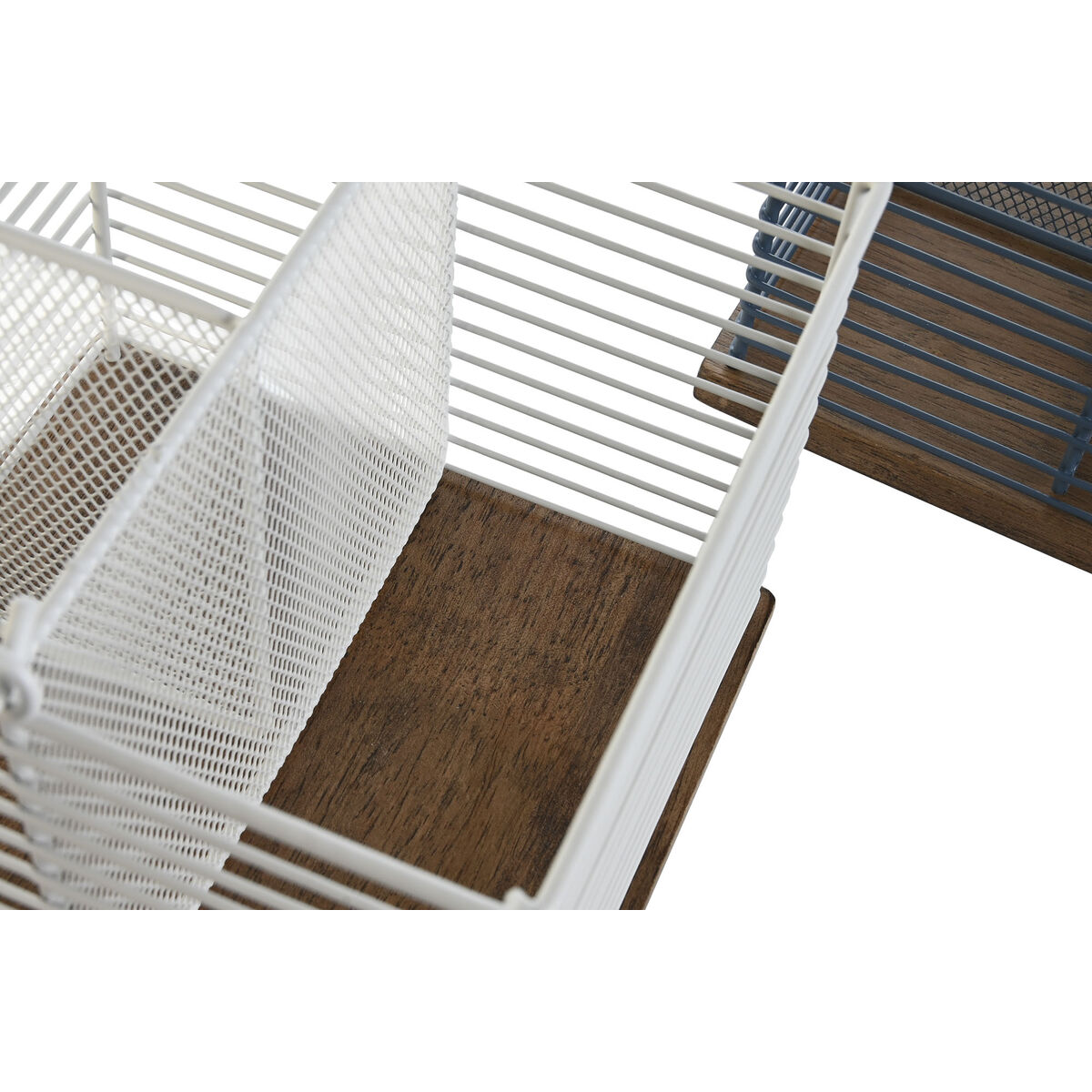 Coș de tacâmuri DKD Home Decor Albastru Alb Metal Lemn de cauciuc 18 x 18 x 15 cm (2 Unități)