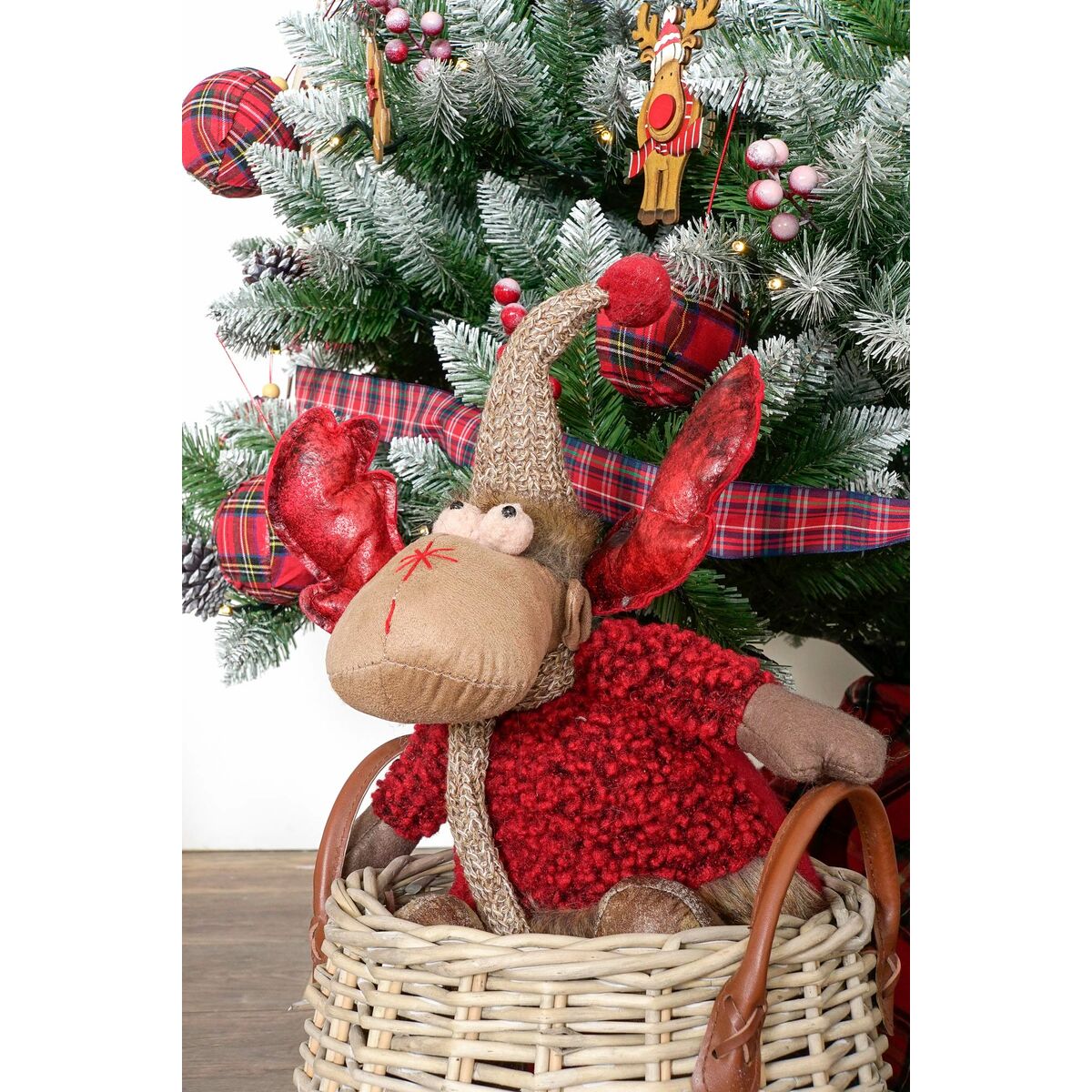 Ornament de Crăciun DKD Home Decor Roșu Gri Ren 27 x 19 x 32 cm (2 Unități)