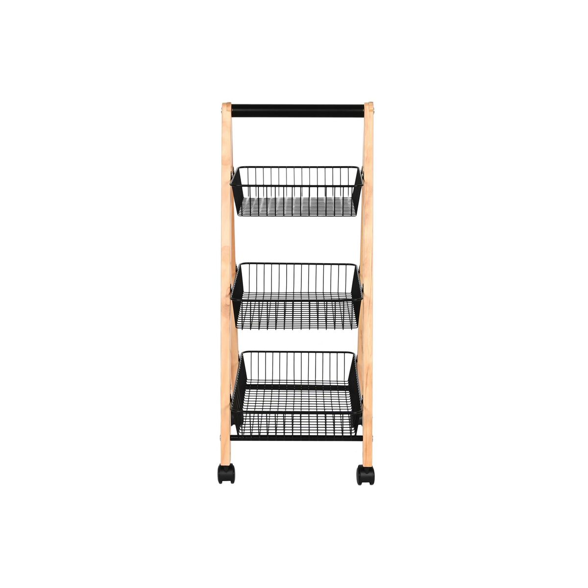 Fructieră Home ESPRIT Negru Natural Oțel Pin 48 x 32 x 79 cm