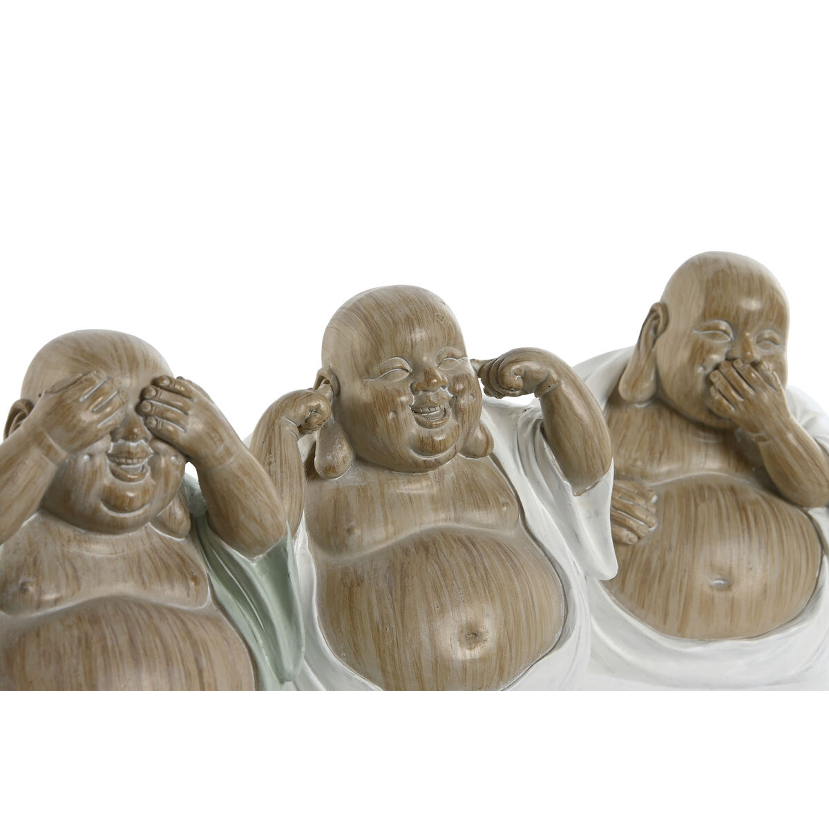 Figură Decorativă Home ESPRIT Alb Verde Buda Oriental 10 x 9 x 10,5 cm (3 Unități)