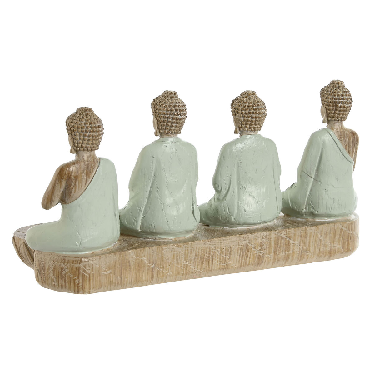 Figură Decorativă Home ESPRIT Alb Verde Buda Oriental 24 x 9 x 11 cm (2 Unități)