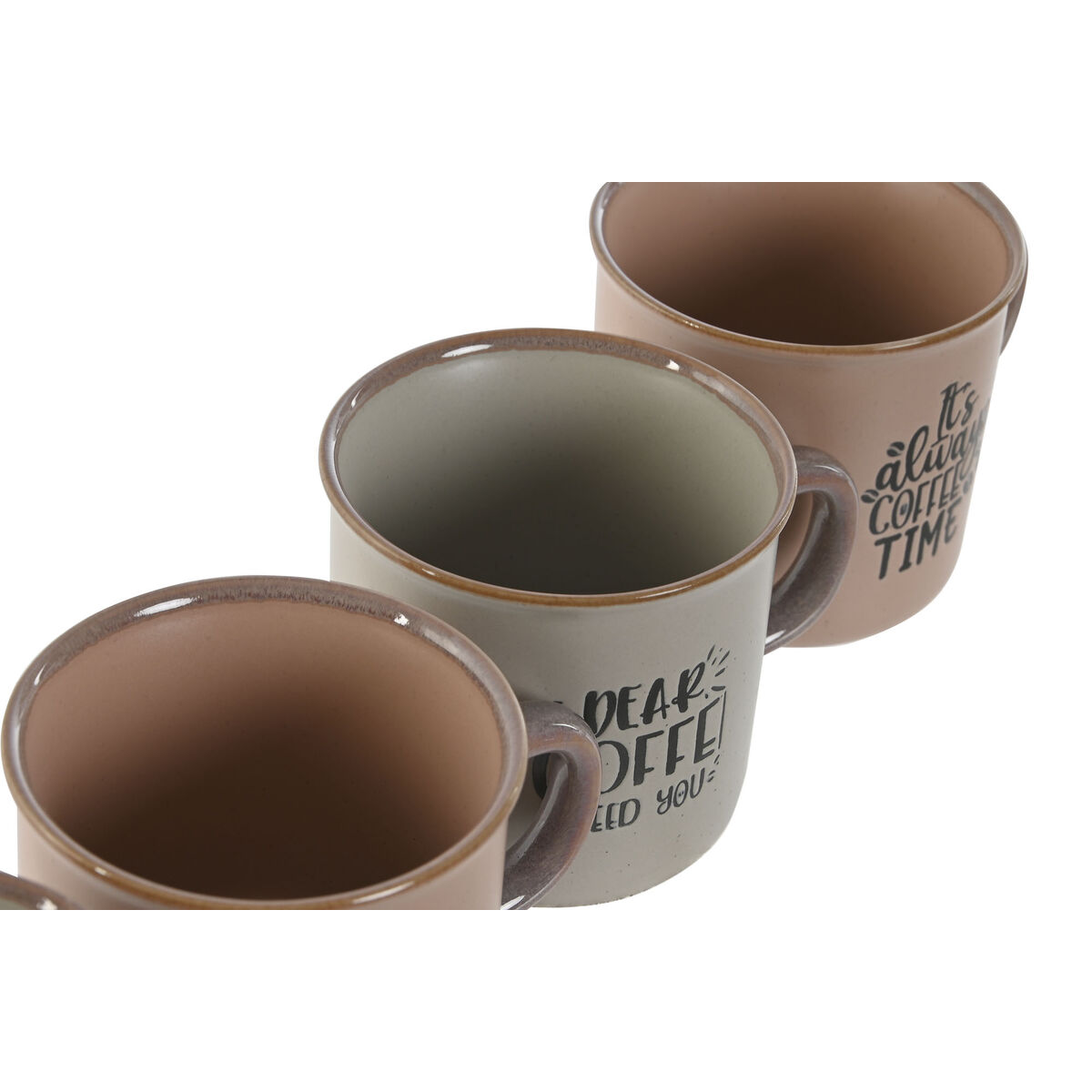 Set de Căni de Cafea Home ESPRIT Albastru Roz Gresie 180 ml