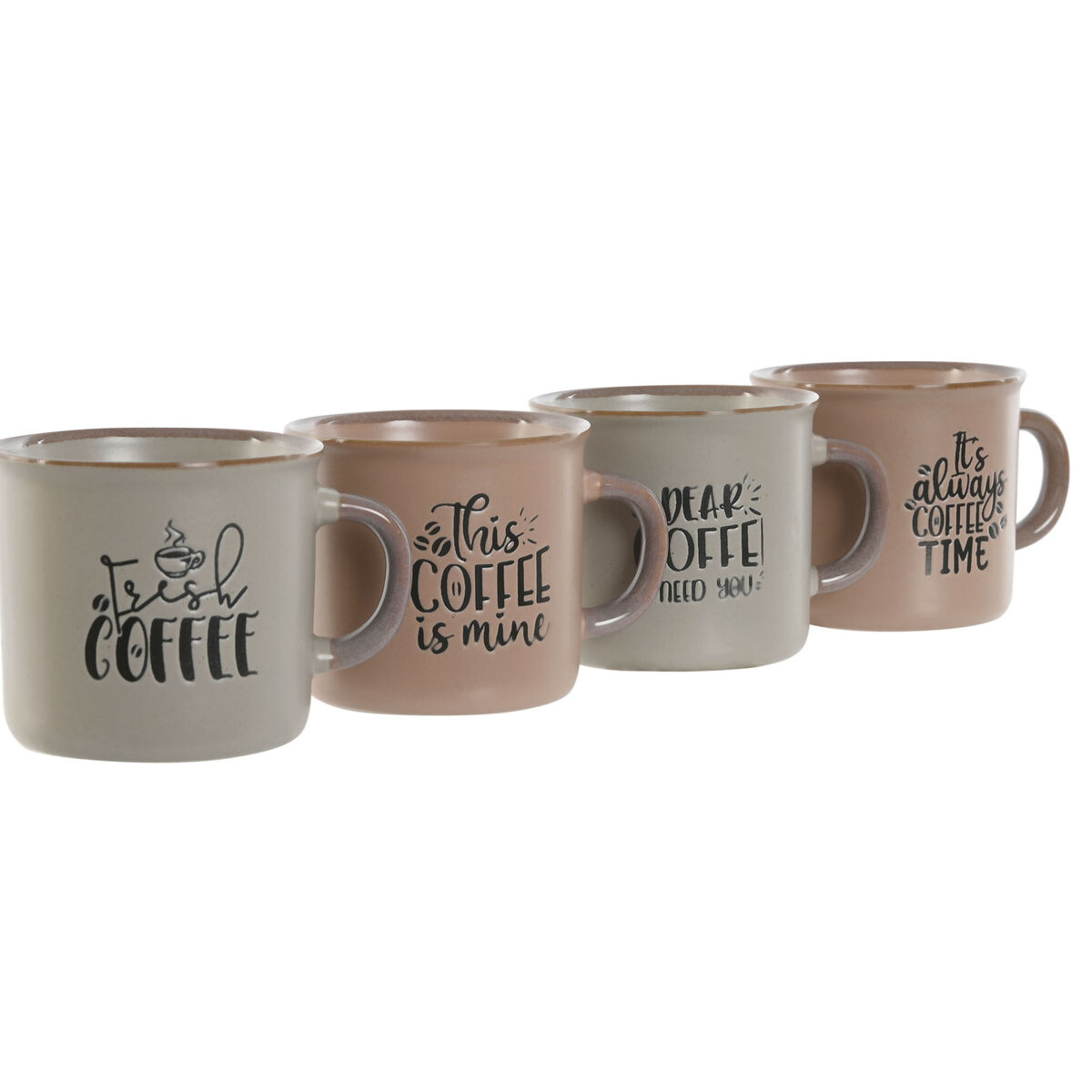 Set de Căni de Cafea Home ESPRIT Albastru Roz Gresie 180 ml