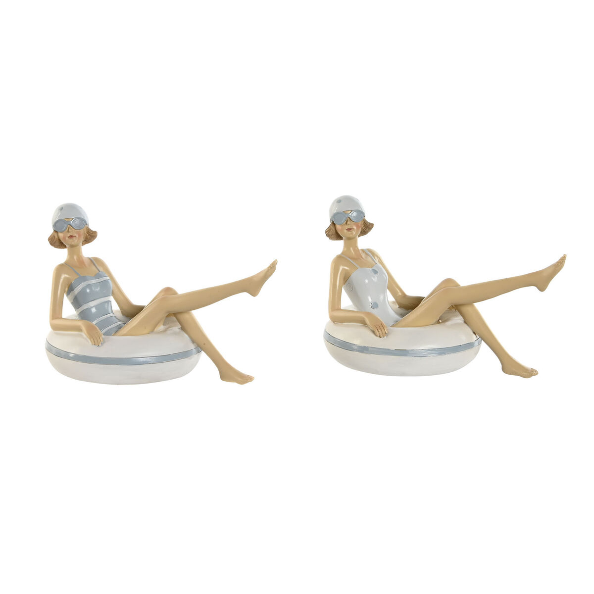 Figură Decorativă Home ESPRIT Alb Albastru celest Mediterană 17,5 x 10 x 10,5 cm (2 Unități)